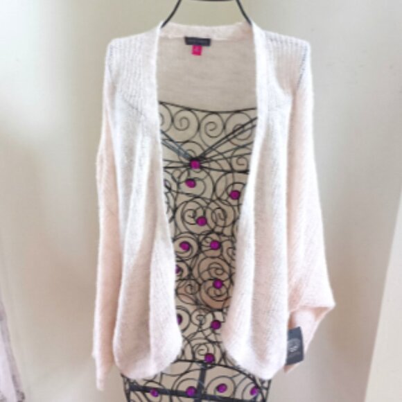 NWT Vince Camuto Airy Knit Wool Blend Cardigan Dropped Shoulder Sweater XL Cream - Picture 14 of 16